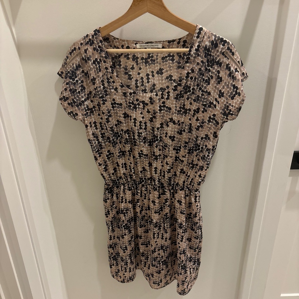 Collective Concepts Pink and Black dot mini dress